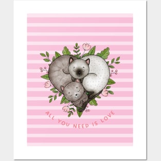 All You need is Love - Cat lined pink Posters and Art